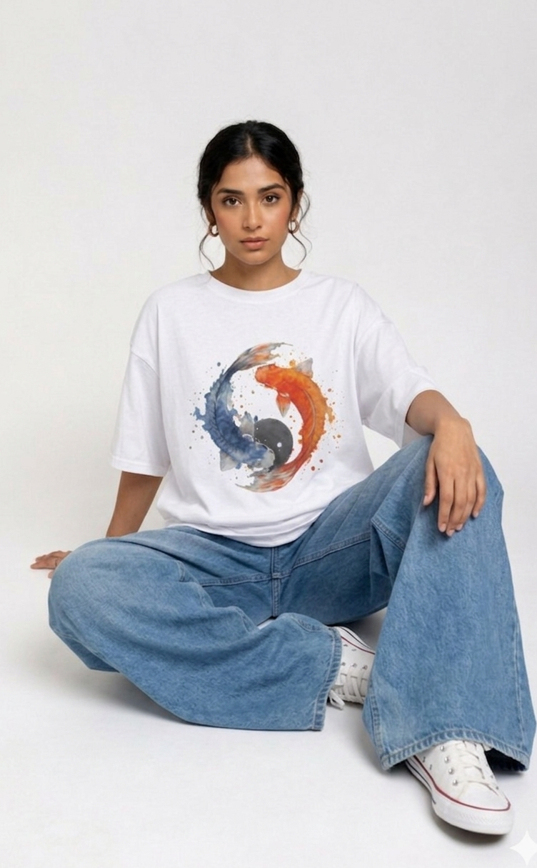 yin&yang Oversized T-Shirt Drop Shoulder